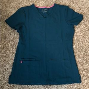Heart and soul teal scrub set